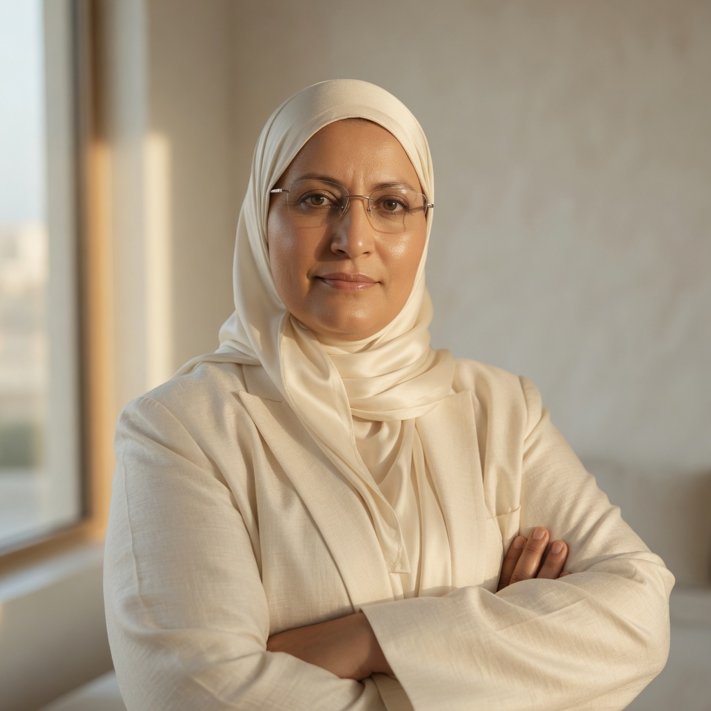 Portrait noir et blanc de Fatima Majdoub